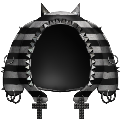 striped emo distressed studded hood