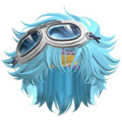 Blue Windswept Hair w/ Goggles  Roblox item