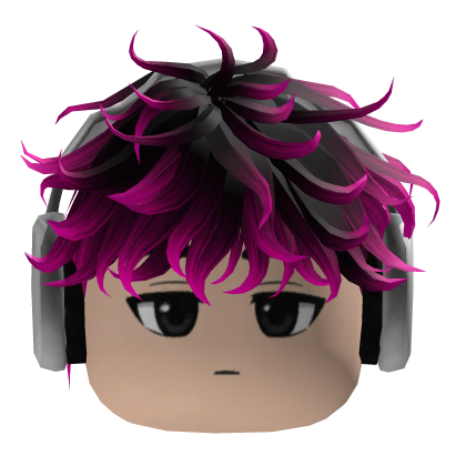 Y2K Magenta Hair with Headphones Emo Roblox item