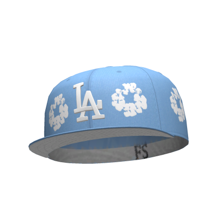 Light Blue LA Denim tears Tilted Fitted Cap