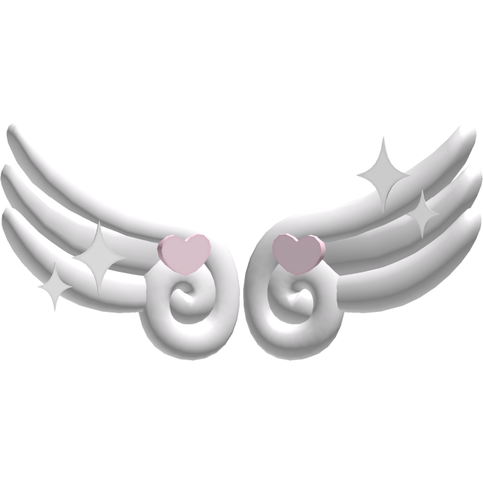 Cute Angel Wing Heart Sparkle Kawaii Pink + White