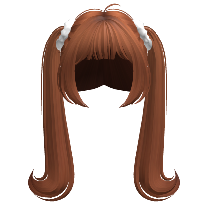 Long Pigtails w/ Bangs & Scrunchie (Ginger) Roblox item