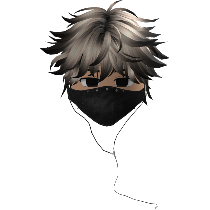 Cute Emo Boy Headphones Mask Black Y2K ( blonde )