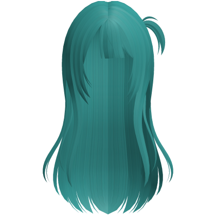 Flowing Long Side Ponytail Teal Hair W Bangs Roblox item