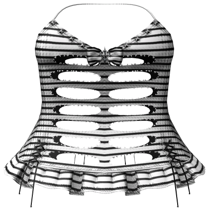 gothic ripped black & white striped emo dress 3.0