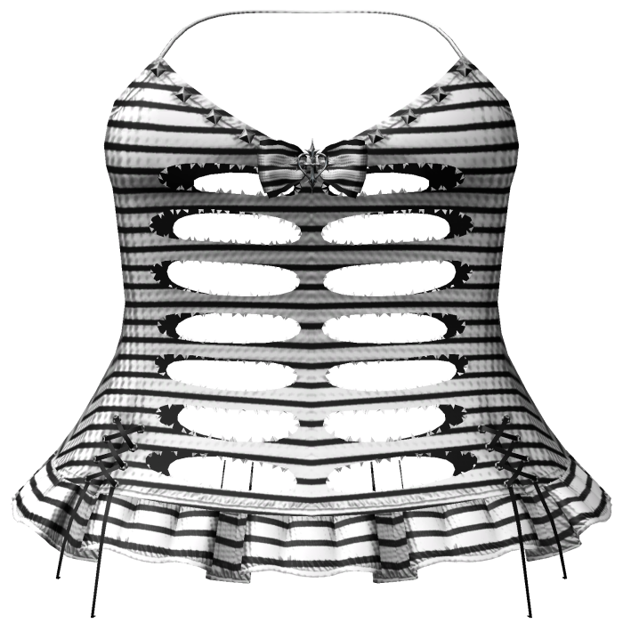 gothic ripped black & white striped emo dress 3.0