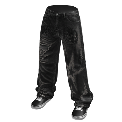 Y2K Star Distressed Baggy Jeans
