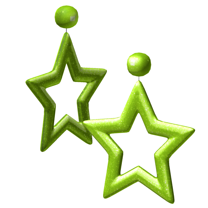 Green Retro Gyaru Star Hoop Earrings