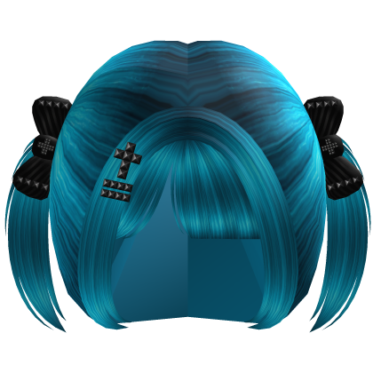 low hair baby pigtails swag cross cute (blue) Roblox item