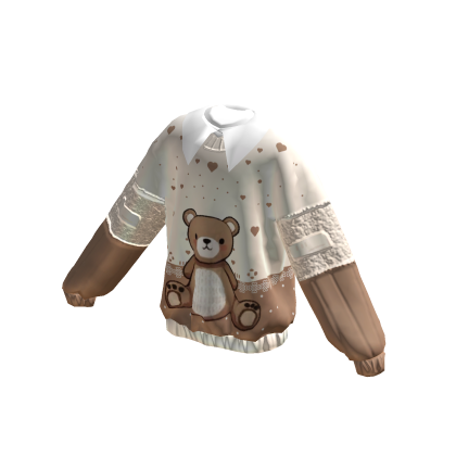 Cute Bear Collared Brown Sweater thumbnail