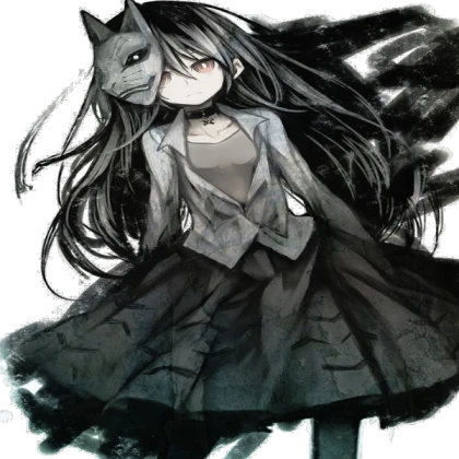Rerendered Black And White Anime Girl