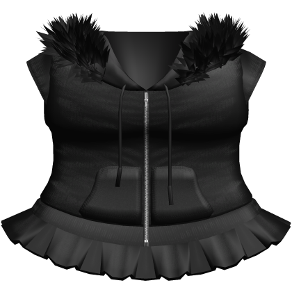 ♱ gothic emo fur hoodie + skirt in black Roblox item