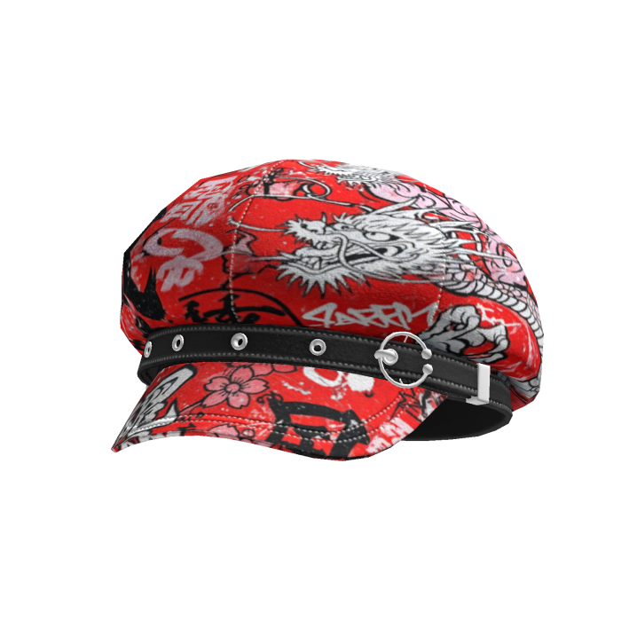 Goth Style Red Dragon Japanese Graffiti Hat