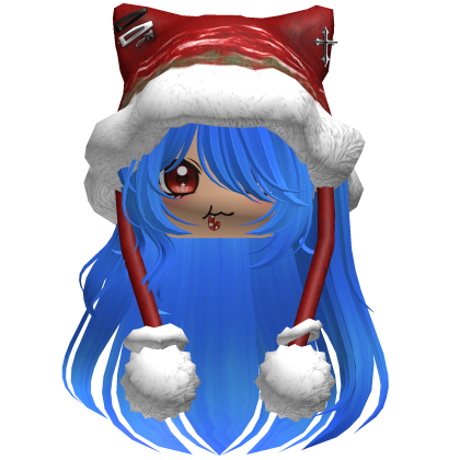Long Blue Bright hair cute Christmas hat Y2k