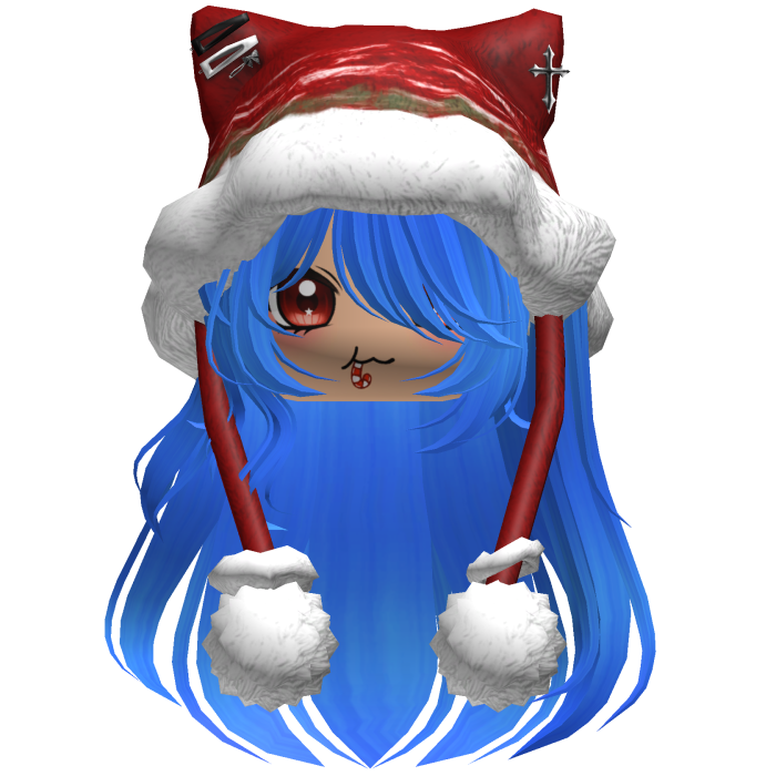 Long Blue Bright hair cute Christmas hat Y2k