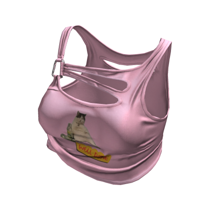 Y2K Buckle Cutout Tank Funny Cat [JEYS]