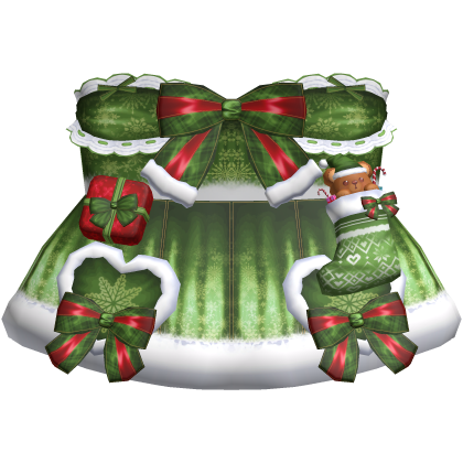 Cute Christmas Winter Dress in Green Roblox item
