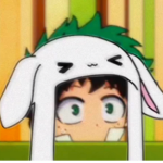 de ku in a bunny hat