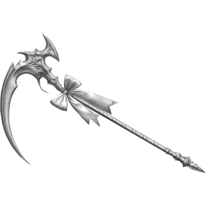 Gothic White Emo Scythe With White Bow Ribbon
