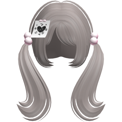 ♡ cute low pigtails y2k moe hair bangs (silver) Roblox item