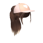Brown Ponytail with Orange Baseball Cap
