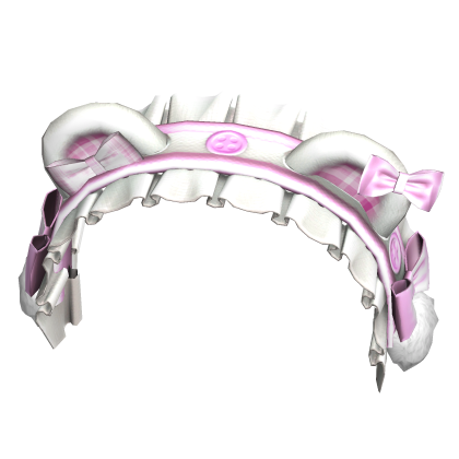 Kawaii Cute Bear Headband w Ruffles White Pink