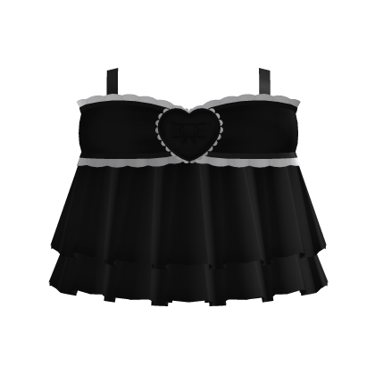 ♡ cutesy kawaii black pink ruffled heart bow dre Roblox item