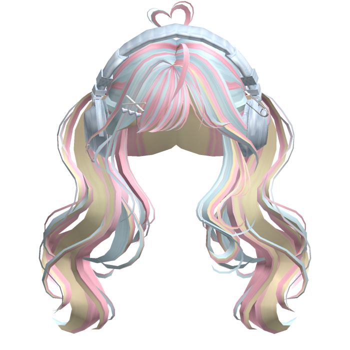 Cute Wavy Pigtails w/Headphonnes (Confetti)