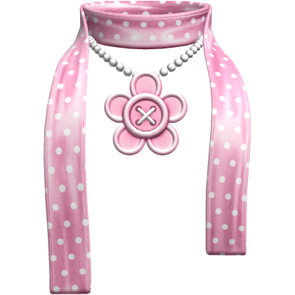 Pastel Cute Polka Dot Flower Button Scarf Pink