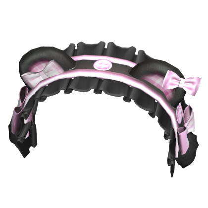 Kawaii Cute Bear Headband w Ruffles Black Pink