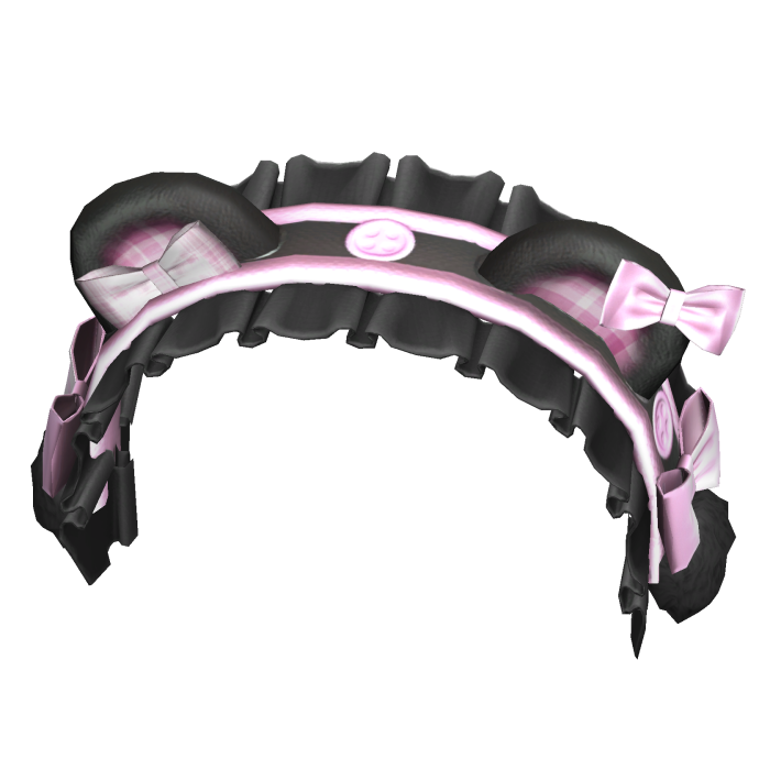 Kawaii Cute Bear Headband w Ruffles Black Pink