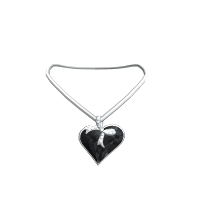 3.0]Black Silver Heart Necklace - Roblox