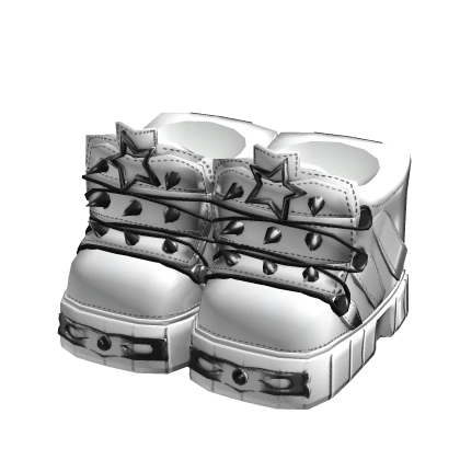 Y2K Emo Star Spikey Boots (White) | Roblox Item - Rolimon's