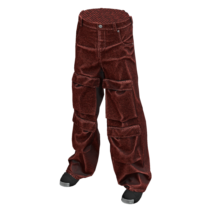 Vintage Baggy Cargo Jeans (Red)