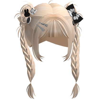 Blonde Long Braids w/ Bows & Clips Roblox item