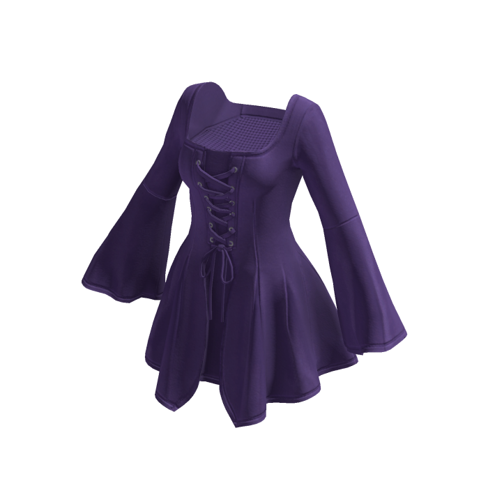 Lace Up Bell Sleeve Mini Dress (Purple)