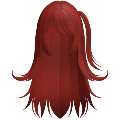 Soft Dark Red Anime Ponytail Long Hair W Bangs Roblox item