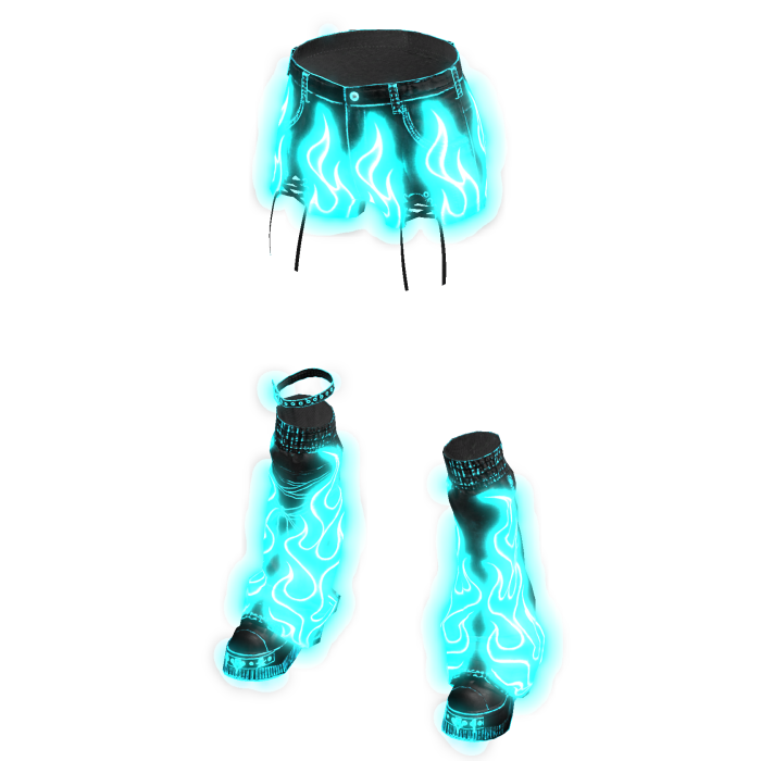 Glowing Emissive Fire Shorts Leg Warmers Blue