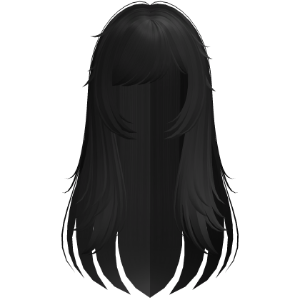 Long Black Wispy Messy Hair