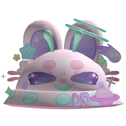 cute pink alien spaceship bunny