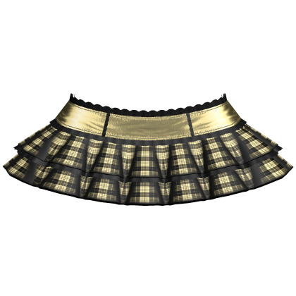 Light Yellow Emo Gothic Plaid Layered Ruffle Skirt