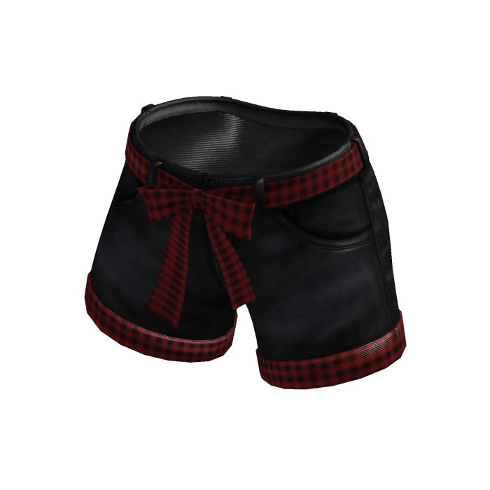 ✨Bow Belt Folded Black  Shorts / Red Gingham