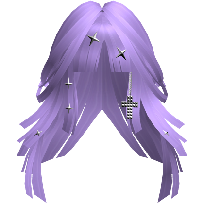 Light Purple Goth Punk Layered Long Hair w/ Cross