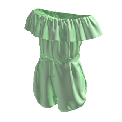 Green Off Shoulder Romper thumbnail