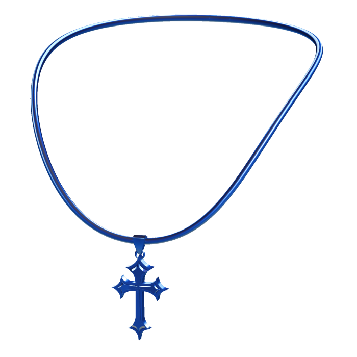 -',ৎ Blue Y2K Cross Necklace (3.0)