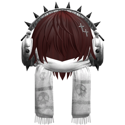 Boy Hair&Emo Headphones&Scarf Dark Red