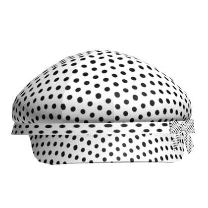 cute polka dot beret cap in white Roblox item