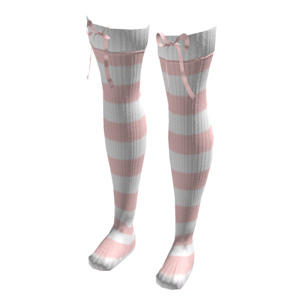 Striped Socks Pink Lace Bow thumbnail