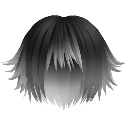 cute messy anime short hair in black to white Roblox item