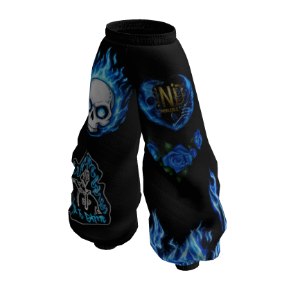 IND Baggy Pants Blue Flames thumbnail